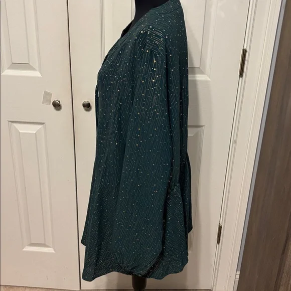 BloomChic Plus Glitter Lantern Sleeve Blouse - Picture 10 of 13